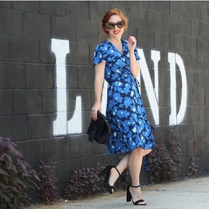 Banana Republic Wrap Dress Blue Floral
